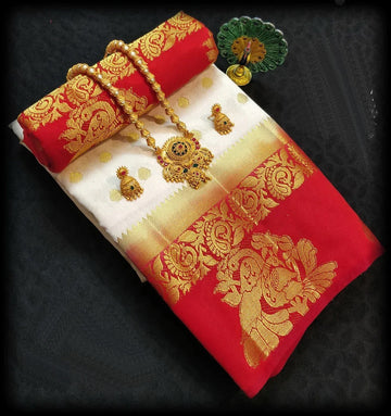 Red Colored kanjivaram silk Saree