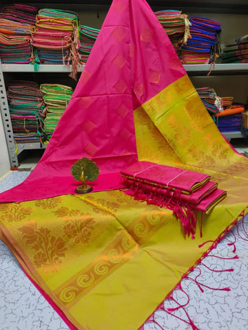 Pink and Yellow Kanjivaram Silk Sarees