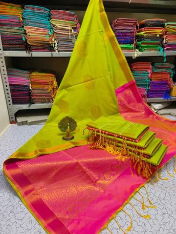 Green and Pink Kanjivaram Silk Sarees