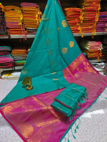 biue and pink Kanjivaram Silk Sarees
