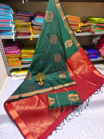 Green and Red Kanjivaram Silk Sarees