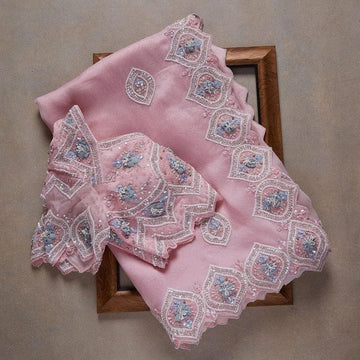 Pink Colour Rangoli Silk Sequence Embroidery Work Saree With Blouse