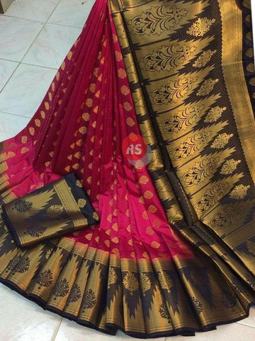 brown and pink Colored kanjivaram silk Saree