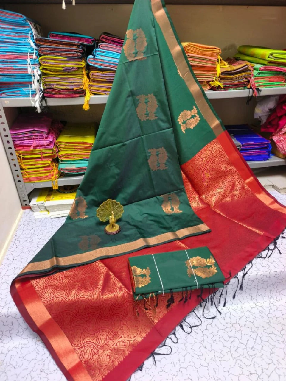 Green and Red Kanjivaram Silk Sarees