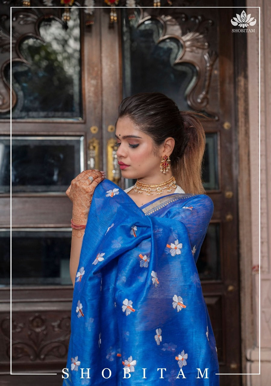 New Designer Style Saree Heavy Embroidered Work With Designer Blouse